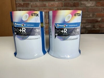TDK DVD+R Recordable 100 CD pack 1 - 16x 4.7GB DVD Burning Data Storage 195 Lot - Image 1 of 4