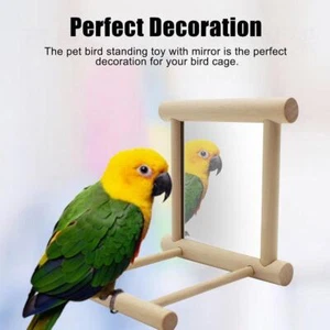 Bird Mirror With Perch Mirror Toy Stand For Parrots Parakeet Cage Supplies - Picture 1 of 9