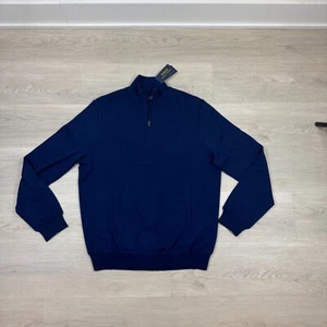 Polo Ralph Lauren Quarter Zip Golf Pullover Maglione Uomo Grande Misto Lana Navy - Foto 1 di 6