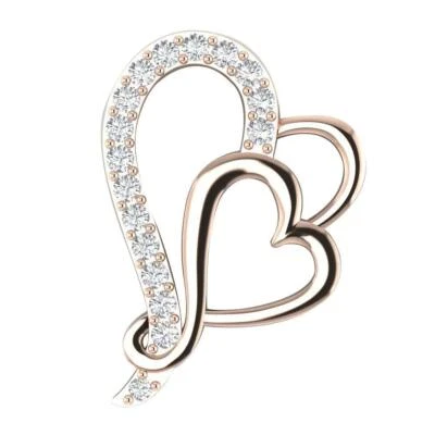 Collar Colgante Doble Corazón Diamante Natural I1 G 0.45 Ct Oro 14K Juego de Puntas Foto 1 de 4