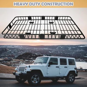 Roof Rack 84" x 39" x 6" Heavy Duty Top Luggage Cargo Carrier Black Universal - Picture 1 of 8