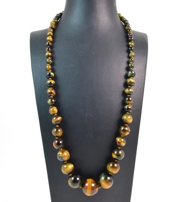 Collana a scalare in Occhio di Tigre e chiusura in Argento 925. Made in Italy - Immagine 1 di 3