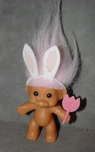 Troll Doll 3" Russ Easter Bunny Rabbit I Love You Pink Hair - Picture 1 of 1