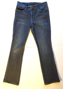 Nine West Womens Jeans Size 10 Flap Pockets Dark Wash Flare Leg Pants Stretch - Picture 1 of 12