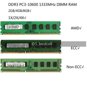 2GB/4GB/8GB DDR3 1333MHz PC3(L)-10600(E/U) 240pin Desktop DIMM Memory Ram lot - Picture 1 of 8