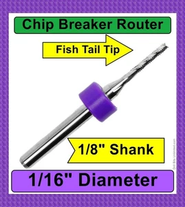 CNC Router Bit 1/16" Carbide – Upcut Chip Breaker 1/8" Shank PCB FR4 G10 - Picture 1 of 5