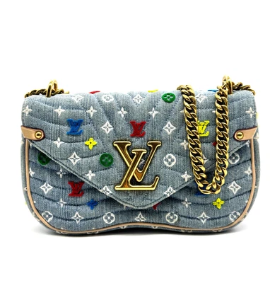 Louis Vuitton Bordado Monograma Denim Nueva Onda Cadena Pochette Azul Foto 1 de 4