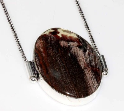 Excepcional Collar Chapado en Plata 925 de Jaspe Rojo 18" Diseño de Oficina GW Foto 1 de 3