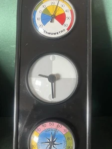 π΄ BRIO TIME orologio barometro igrometro parete muro ferro NERO vintage - Picture 1 of 11