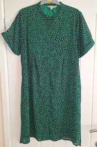 Yumi Woman Grandad Neckline Button up Dress Size 14 Green Multi - Picture 1 of 3