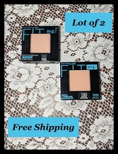 NUOVO (Lotto di 2) MAYBELLINE Fit Me polvere pressata senza pori opaca #130 BUFF BEIGE - Foto 1 di 4