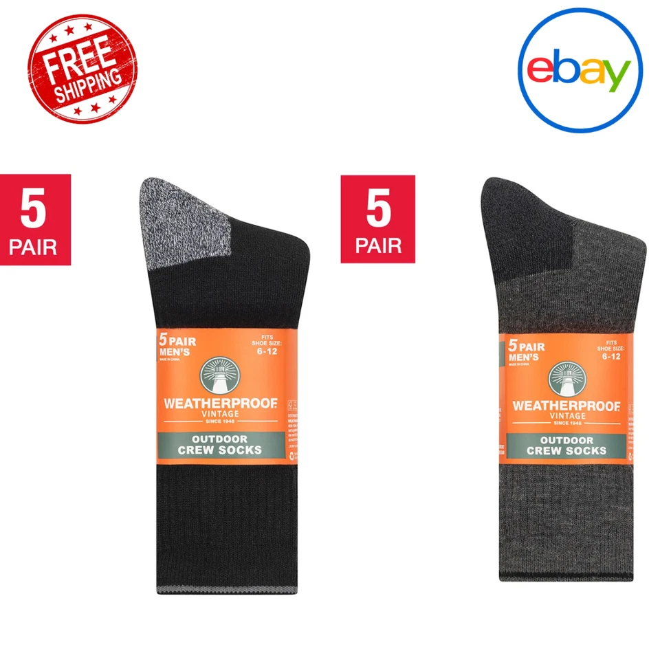Calcetín de colección resistente a la intemperie para hombre al aire libre, 5pr, colores oscuros para zapato talla 6-12 Foto 1 de 1