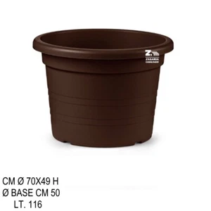 VASO CILINDRO TONDO DIAM. CM 70X49 H IN PLASTICA LISCIA RIGATA COLORE BRONZO - Foto 1 di 1