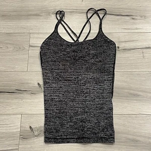 Lululemon heatherweiß schwarz kostenloser einbaubarer BH Tank Damen 10 W1BFNS - Bild 1 von 4