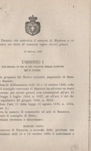 LD0098 Regi Decreti: Autorizz.comune di Mantova per dazio 1891 - Imagen 1 de 1