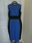Womens UK 14 Fever Amelie spot Shift Summer Dress blue black cotton lined £60