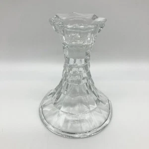 Vintage HOMCO USA Lady Love Clear Crystal Glass Candle Holder Candlestick Marked - Picture 1 of 7