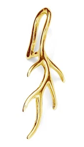 1 STERLING SILVER 925 VEINED LEAF PENDANT PINCH BAIL, 24 MM, LIGHT GOLD PLATED - Picture 1 of 3