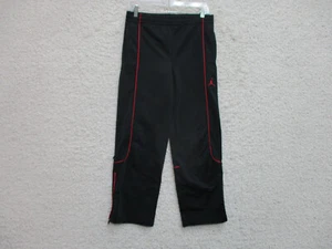 Jordan Pants Medium Youth Black Red Track Ankle Zip Pockets Stretch Logo Boys M - Picture 1 of 12