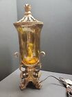 Retro Leopard Amber Glass, Metal And Resin Hollywood Regency  Table Lamps  (2)