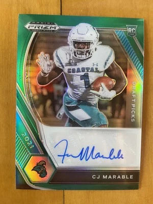 CJ MARABLE 2021 Panini Prizm Green RC AUTO AUTOGRAPH COASTAL CAROLINA & BEARS - Image 1 of 2