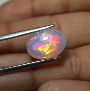 3.8 Cts 14.7x10.3 MM Real AAA Red Green Yellow Fire Ethiopian Opal Oval Cabochon - Picture 1 of 11