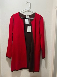 New  Edinburgh Knitwear Pima Cotton Long Sleeve Knit  Red Sweater $390 - Picture 1 of 9