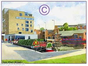 WALSALL KUNSTGALERIE STADT KAI AQUARELL KÜNSTLER DRUCK GRUSSKARTE 8"x 6" - Bild 1 von 1