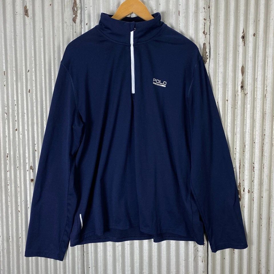 Polo Sport Ralph Lauren Performace Pullover Camisa Hombres XL Azul Marino Manga Larga Chaqueta Foto 1 de 4