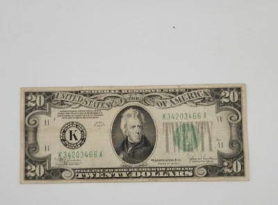 1934 Dallas, TX $20 Federal Reserve Note Bill Twenty Dollar Circulated - Image 1 of 4