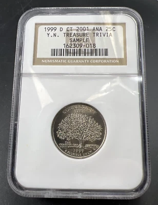 1999 P Connecticut State Quarter 25C YN TREASURE TRIVIA SAMPLE 2001 ANA - Image 1 of 4