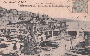 Carte postale ancienne card MONACO MONTE-CARLO expo canots automobiles racers - Imagen 1 de 1