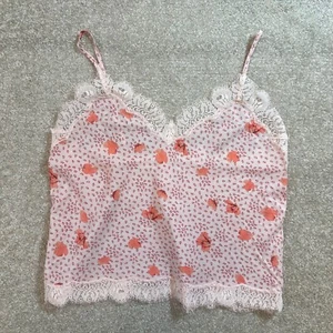 Victoria's Secret floral light peach pink lace detail cami top womens size large - Picture 1 of 7
