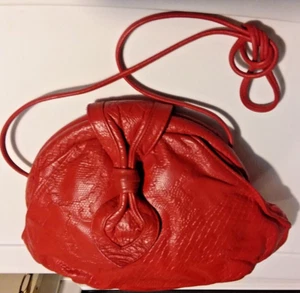 Vintage Textured Red Leather Colini Handbags NY Purse, Adjustable Shoulder Strap - Picture 1 of 12