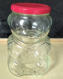 Vintage KRAFT Jelly Jar Red Metal Lid TEDDY BEAR - Picture 1 of 4