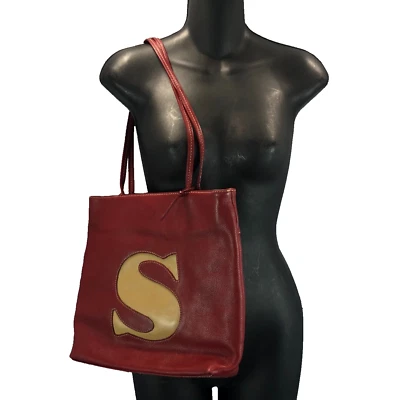 Rolf Bolso de Hombro Cartera Rojo Catherine Cuero Viaje Organizador Letra S Foto 1 de 4