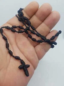Cuerda de Oración Ortodoxa Rosario Hecho a Mano en Jerusalén Nudos Negros Talla 40cm - Imagen 1 de 4