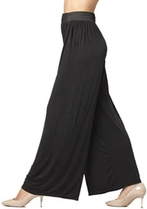 Elastic Stretch High Waist Palazzo Pant Black Side Pockets One Size NWT - Picture 1 of 3