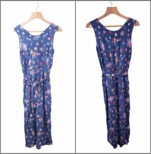 Kids Girls Sleeveless Blue Floral Pullover Long Maxi Playsuit Size 13-14 Years 