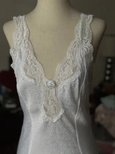 Vintage Vtg 1980’s 80’s Short Slip Mini Dress Size Large White Lace Trim Fairy - Picture 1 of 14