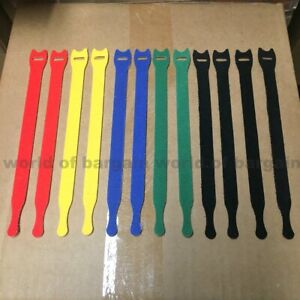 12 pc Hook And Loop Cable Ties ZIP Tie Wire Strap Cord Organizer Assorted Color