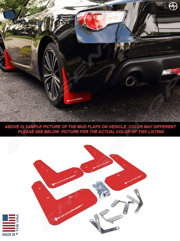 Красные грязевые щитки Rally Armor UR с белым логотипом для Subaru BRZ Scion FR-S 2013-2017 годов выпуска - Изображение 1 из 1