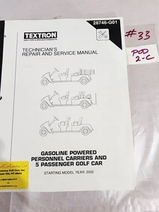 2002 Textron 28746G01 Gas Personnel Carrier Technicians Repair Service Manual - Imagen 1 de 3