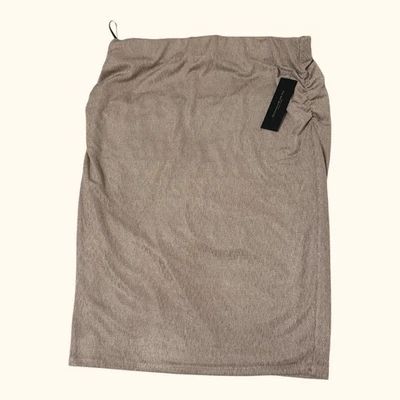 Donna Karan Women’s Shiny Metallic Peach Ruched Elegant Midi Skirt XL NWT Flaws - Image 1 of 4