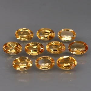 Ovalado 6x4mm. Real 100% Natural Amarillo Citrino Brasil Limpio 10 Piezas/4.40Ct. - Imagen 1 de 6