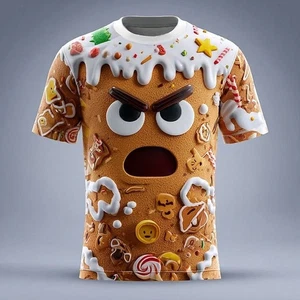 Camiseta Unisex Navidad Para Hombre 3D Pan de Jengibre Vacaciones Fiesta Calle - Imagen 1 de 5