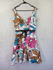 Vtg BCBG Paris Womens 100% Silk Floral Sun Dress Size 10 Sleeveless Fully Lined - Picture 1 of 15