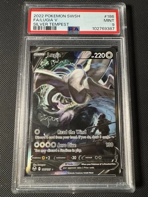 2022 POKEMON SWORD & SHIELD SILVER TEMPEST #186 FULL ART/LUGIA V PSA 9 - Image 1 of 2