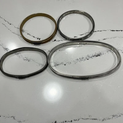 4 Vtg Metal Cork Lined Spring Tension Embroidery Hoops 2 Round 5” & 2 Oval-6,8.5 - Image 1 of 4
