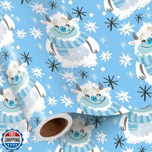RUSPEPA Snow Monster Christmas Wrapping Paper Roll, Mini Roll, Cute Snow Mons - Picture 1 of 5